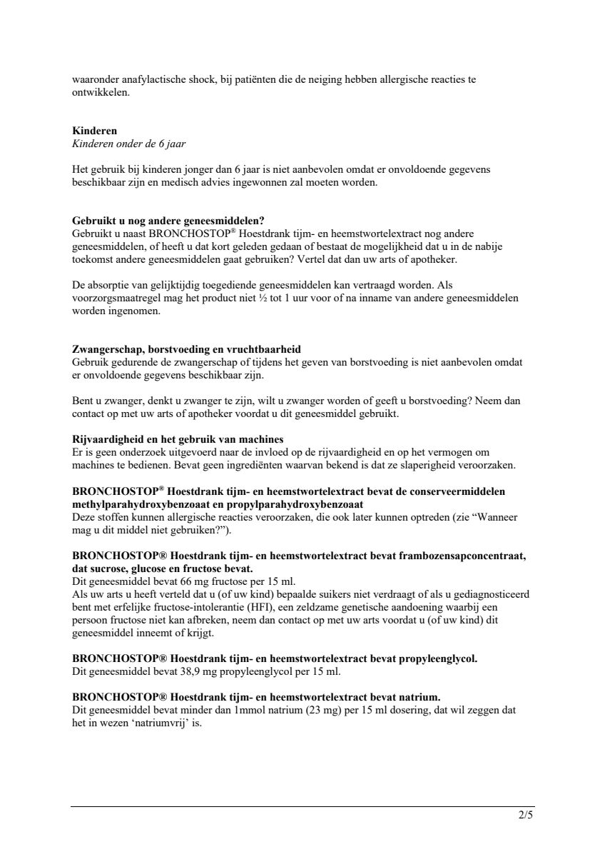 Tijm- en Heemstwortelextract Hoestdrank afbeelding van document #2, leaflet