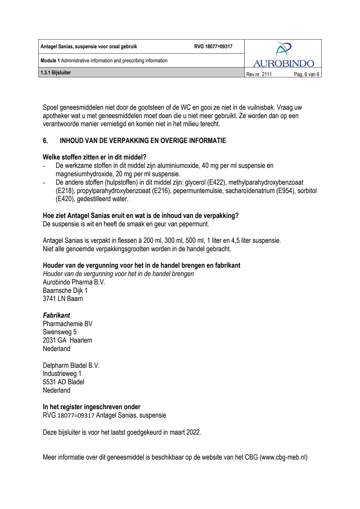 Antagel Sanias Suspensie afbeelding van document #6, leaflet