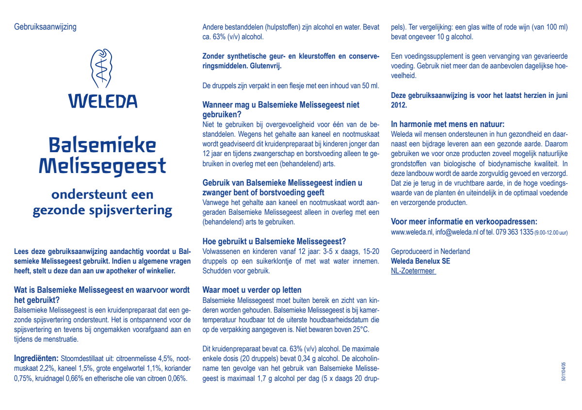 Balsemieke Melissegeest Druppels afbeelding van document #1, instructions