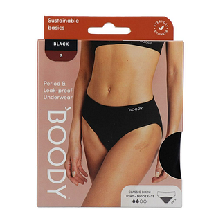 Boody Menstruatieondergoed Bikinislip Zwart Licht / Normaal Maat S 1ST