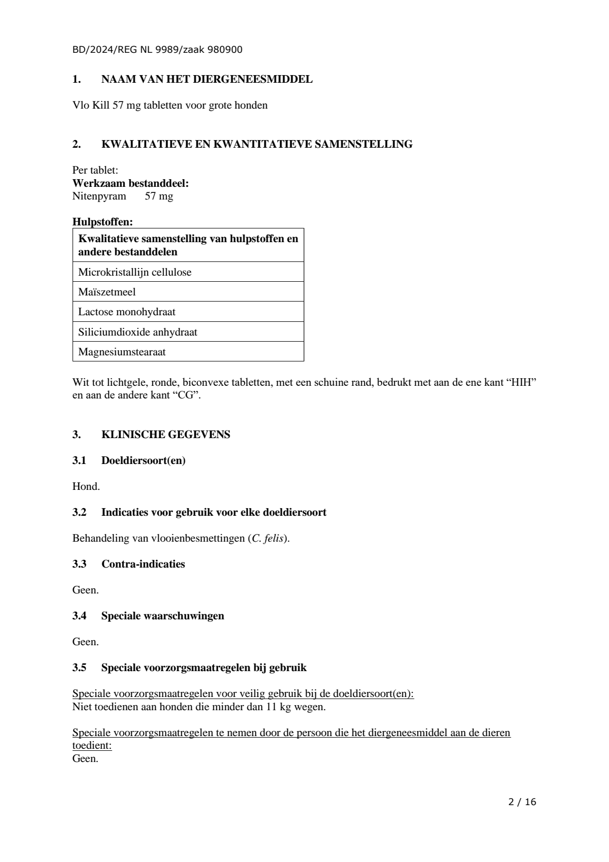 Vlo Kill Tabletten Grote Honden afbeelding van document #2, leaflet