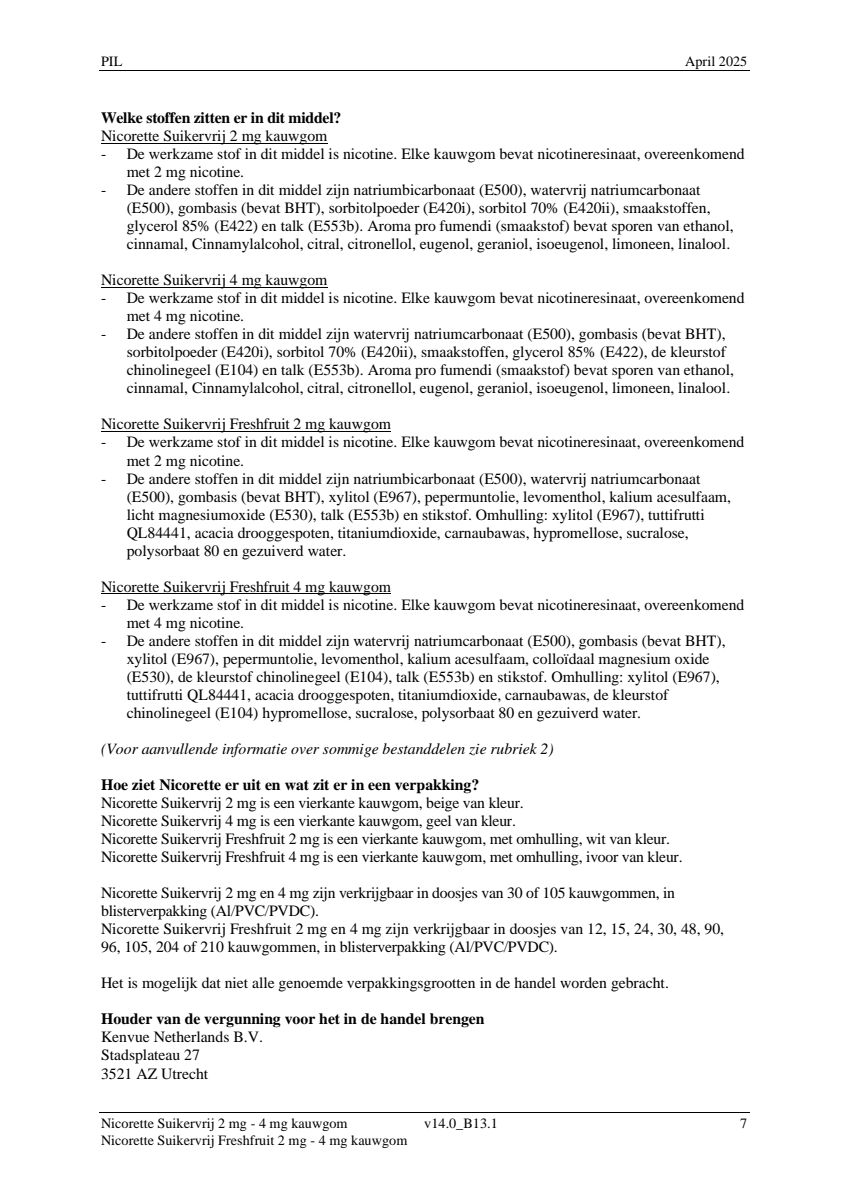 Suikervrij Freshfruit 2mg Kauwgom afbeelding van document #7, leaflet