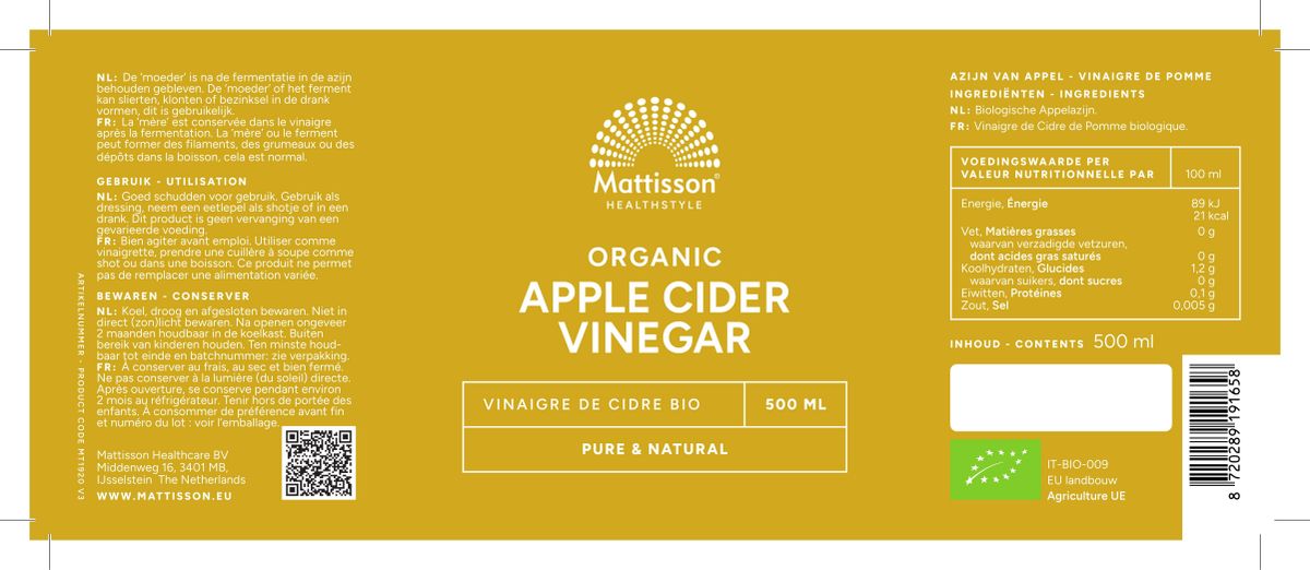 Biologische Appel Cider Vinegar Pure afbeelding van document #1, label