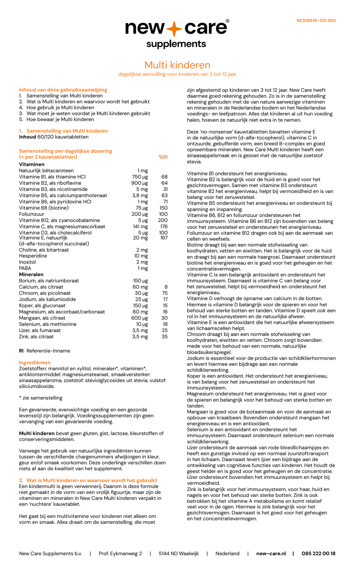 Multi Kinderen Kauwtabletten afbeelding van document #1, instructions