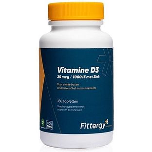 Fittergy Vitamine D3 25mcg Met Zink 180TB Fittergy Vitamine D3 25mcg Met Zink 180TB