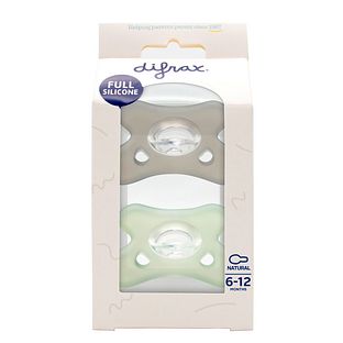 Difrax Fopspeen Natural Siliconen 6-12 Maanden Stone/Sage 2ST
