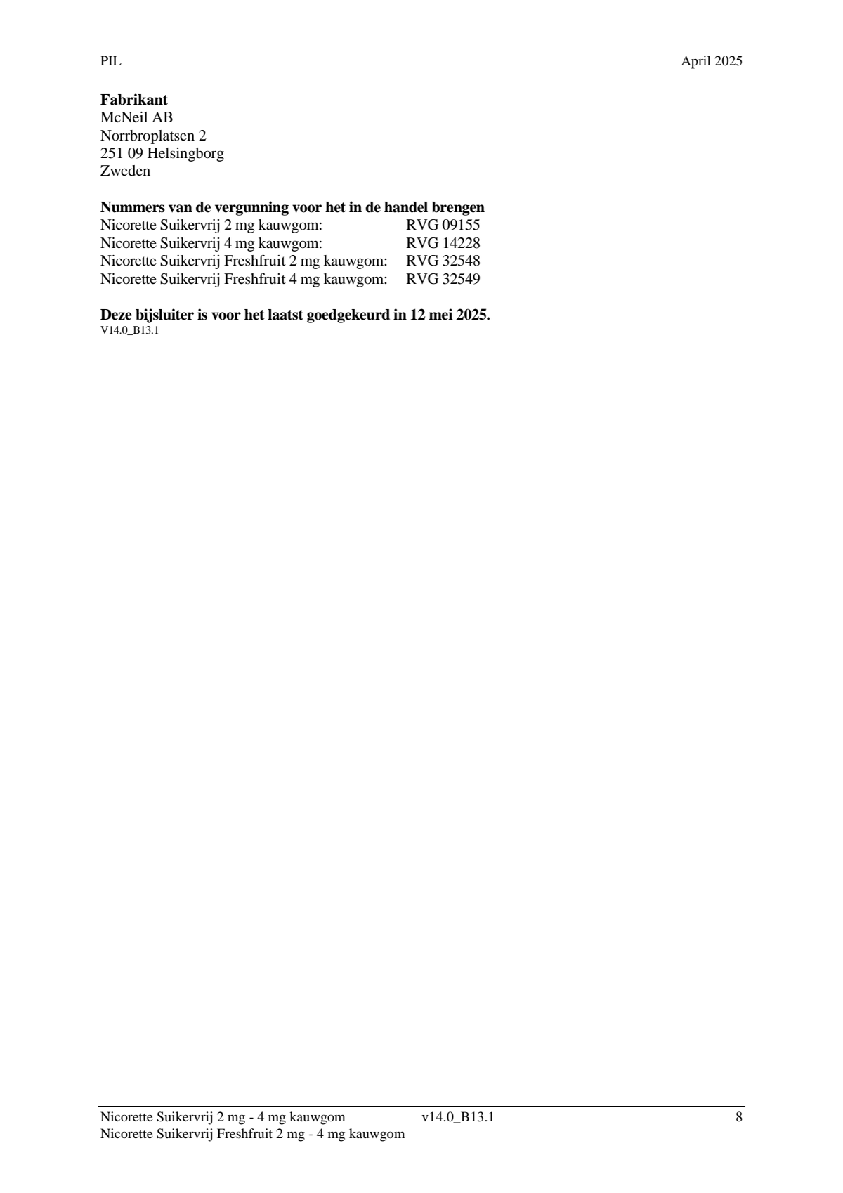 Suikervrij Freshfruit 2mg Kauwgom afbeelding van document #8, leaflet