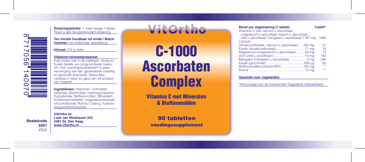 C-1000 Ascorbaten Complex Tabletten afbeelding van document #1, label