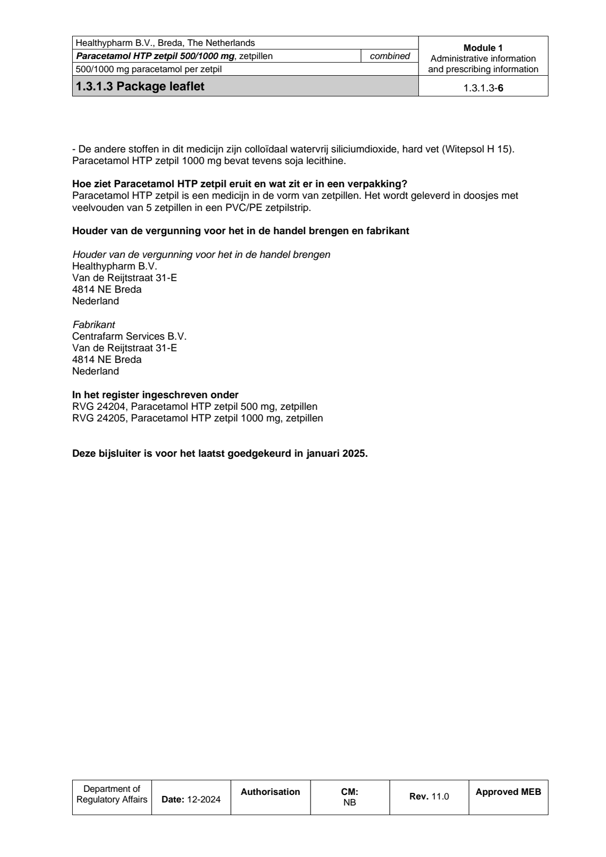 Paracetamol HTP Zetpil 500mg afbeelding van document #6, leaflet