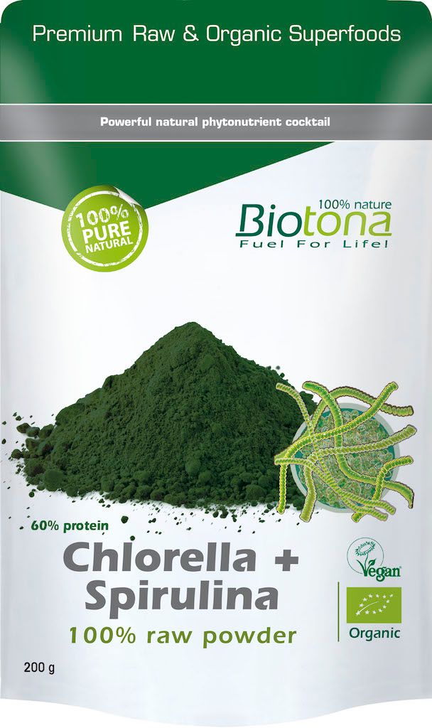 Biotona Chlorella + Spirulina Powder Raw 200GR