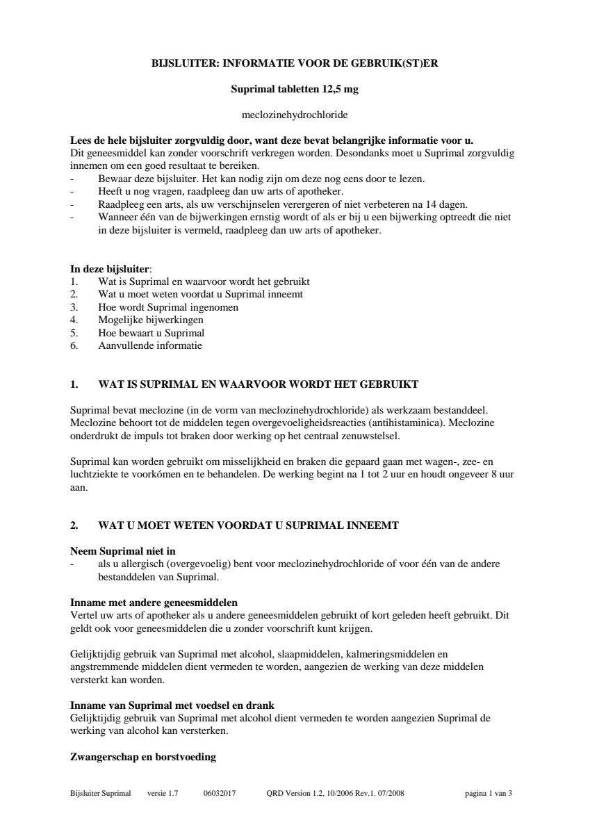 Reistabletten 12,5mg afbeelding van document #1, leaflet