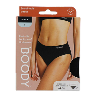 Boody Menstruatieondergoed Bikinislip Zwart Licht / Normaal Maat L 1ST