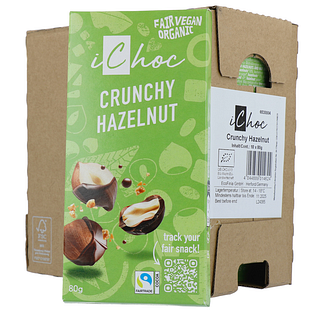 iChoc Crunchy Hazelnut Melkchocoladereep 80GR