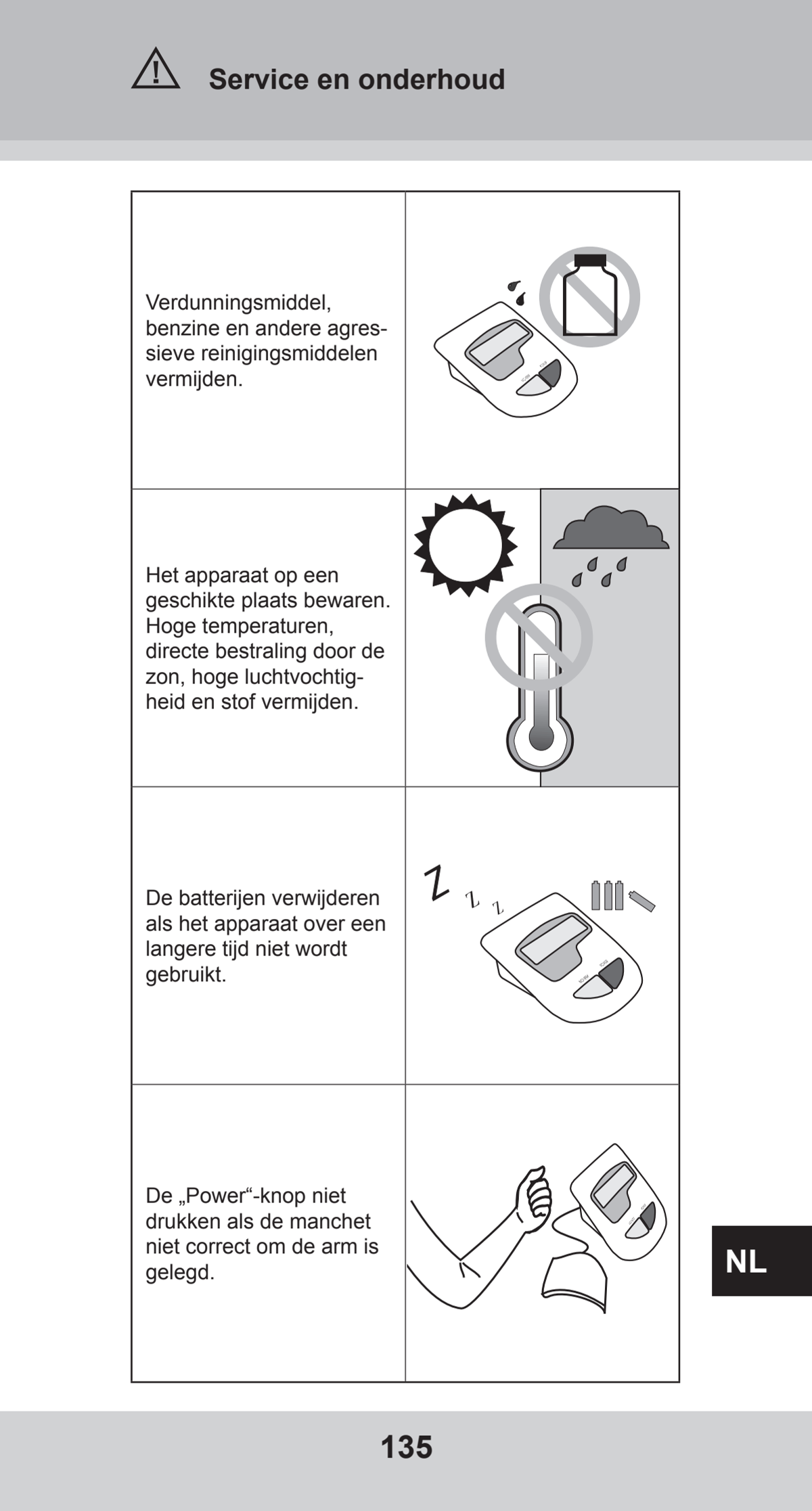 Bovenarm Bloeddrukmeter Desktop afbeelding van document #135, instructions