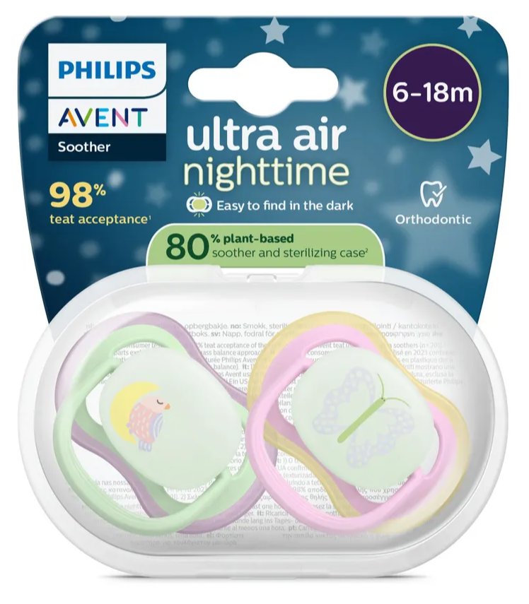 Avent Ultra Air Fopspeen Nacht Vogel 6-18M afbeelding