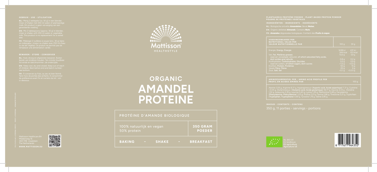 Biologische Amandel Proteïne afbeelding van document #1, label