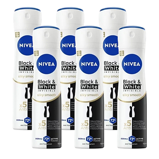 Nivea Black & White Silky Smooth Deodorant Spray Voordeelverpakking 6x150ML