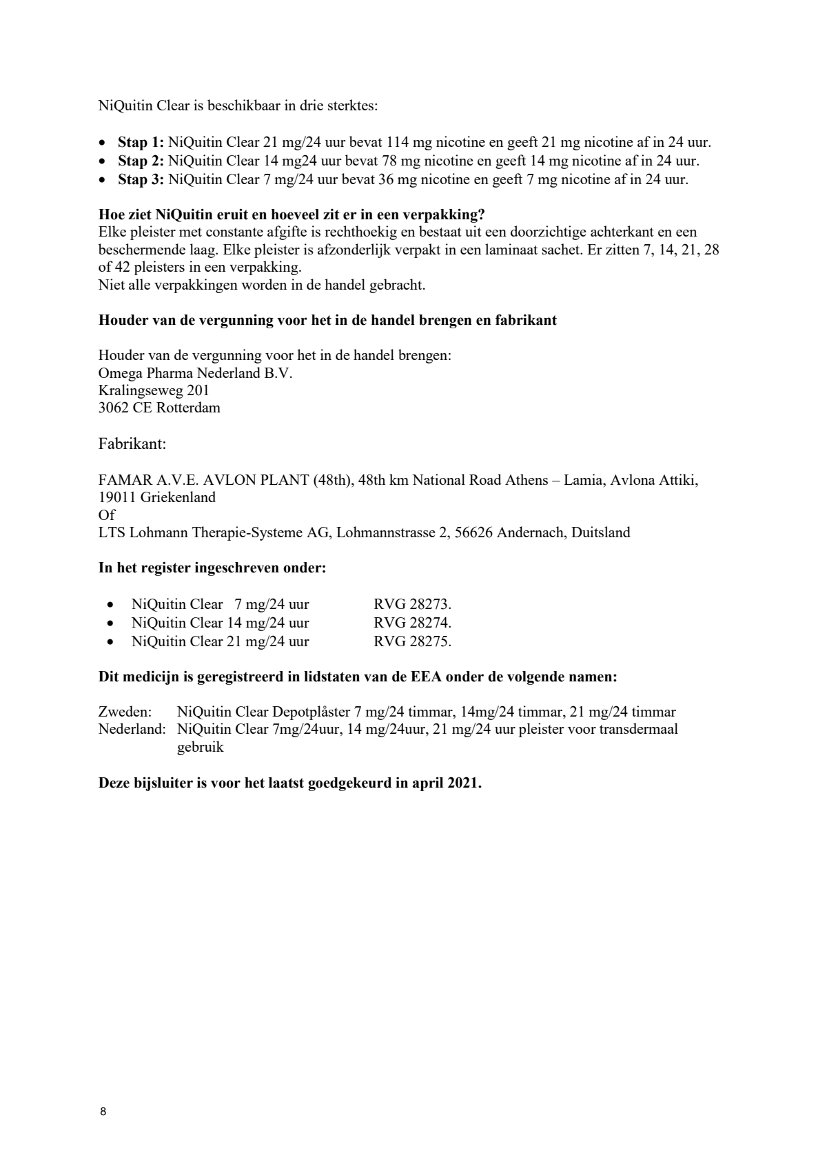 Clear Pleister Acht Weken Behandeling afbeelding van document #8, leaflet