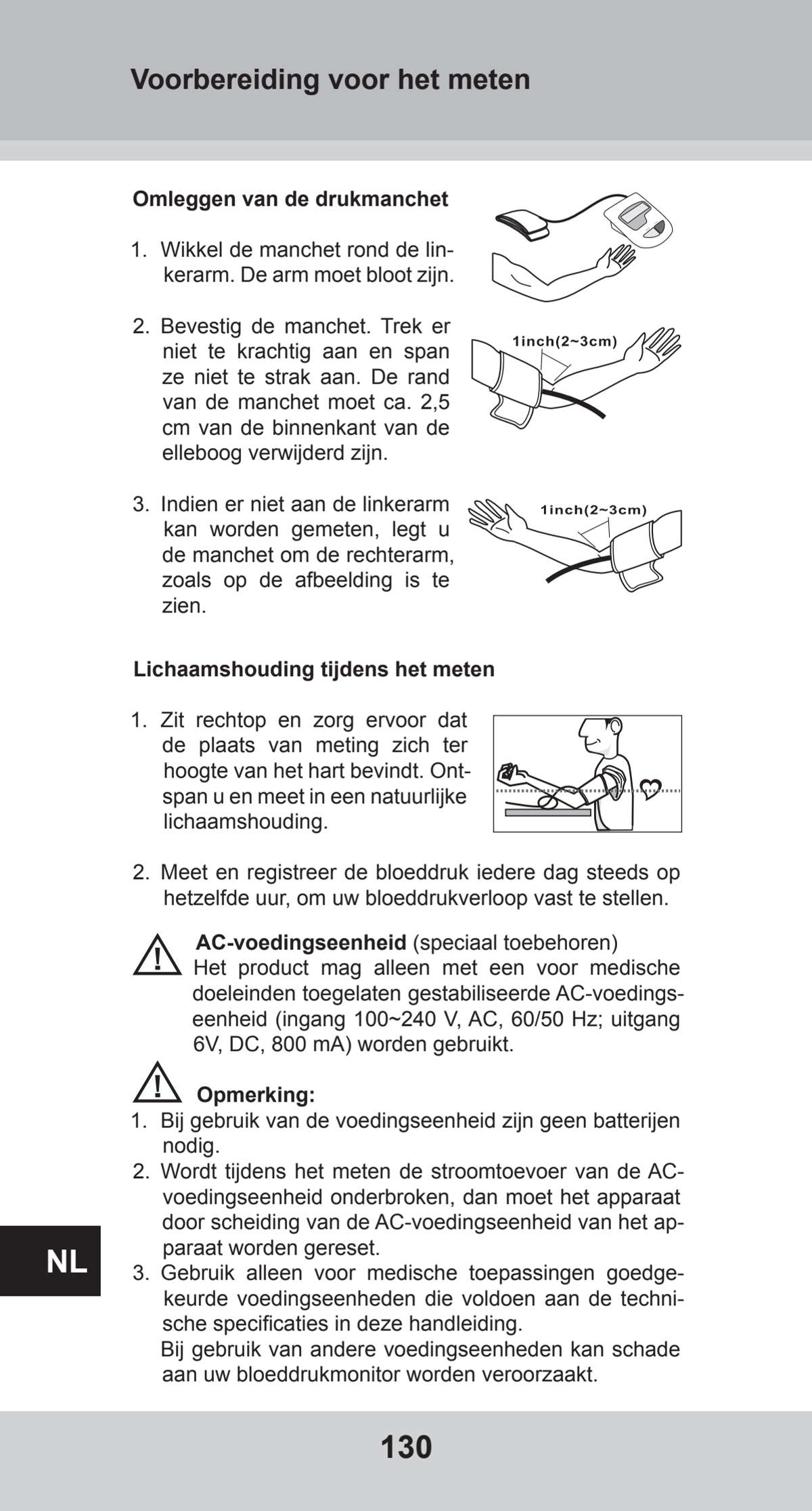 Bovenarm Bloeddrukmeter Desktop afbeelding van document #130, instructions