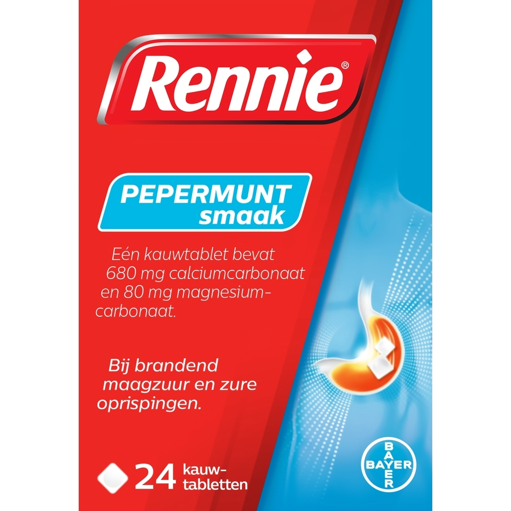 Rennie Pepermunt kauwtabletten bij brandend maagzuur afbeelding