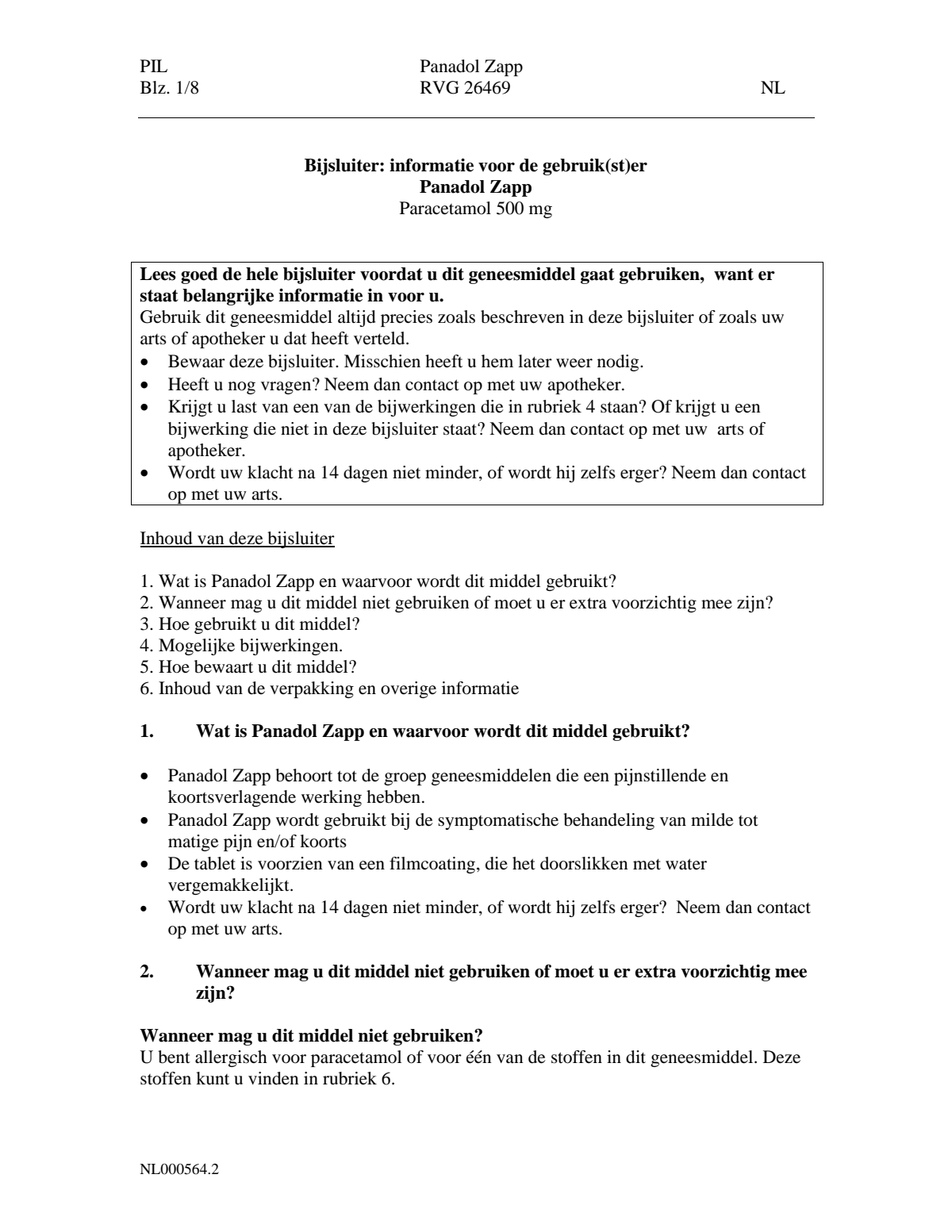 Zapp 500 mg Filmomhulde Tabletten afbeelding van document #1, leaflet