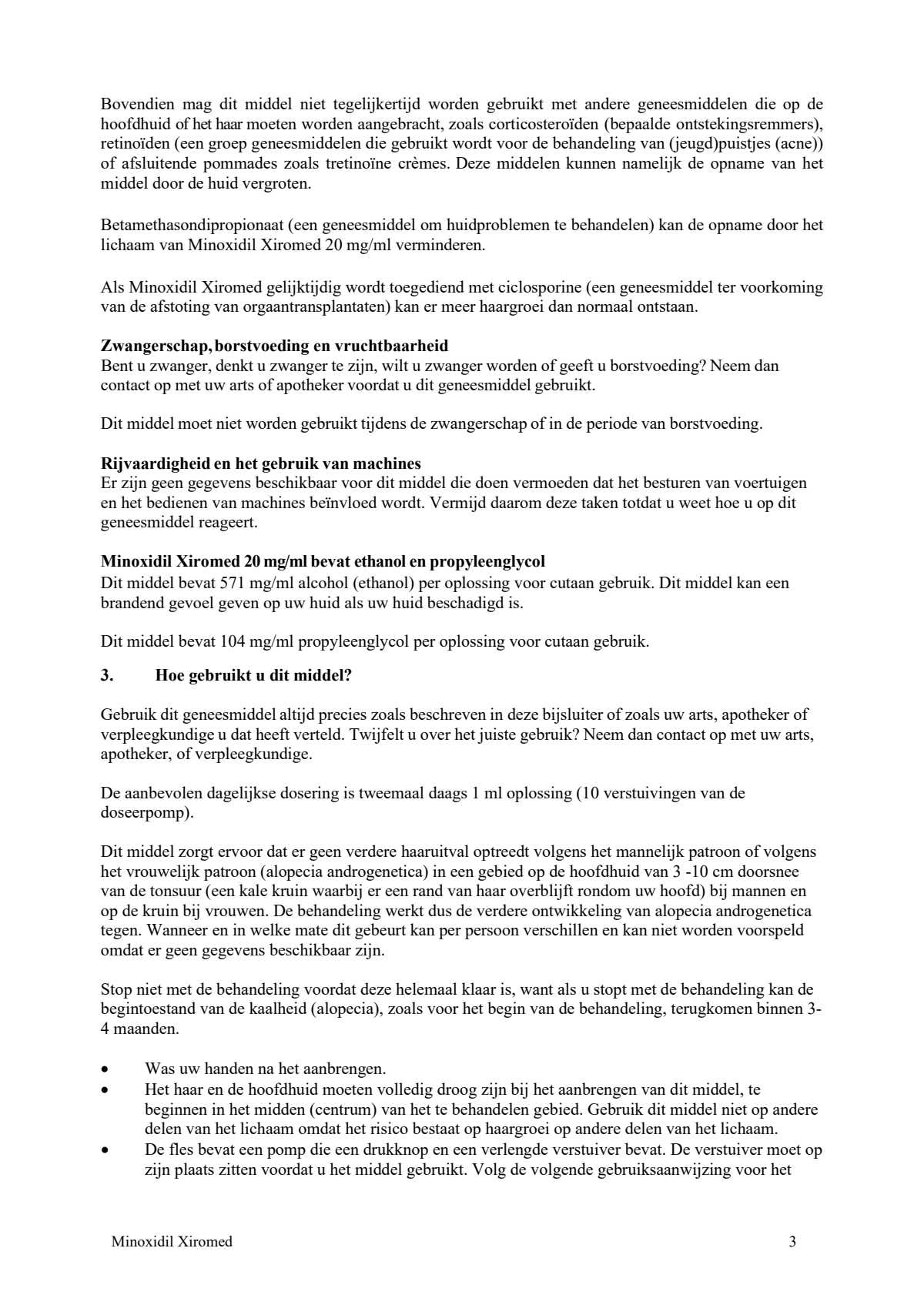 Minoxidil 20mg/ml Oplossing voor Cutaan Gebruik afbeelding van document #3, leaflet