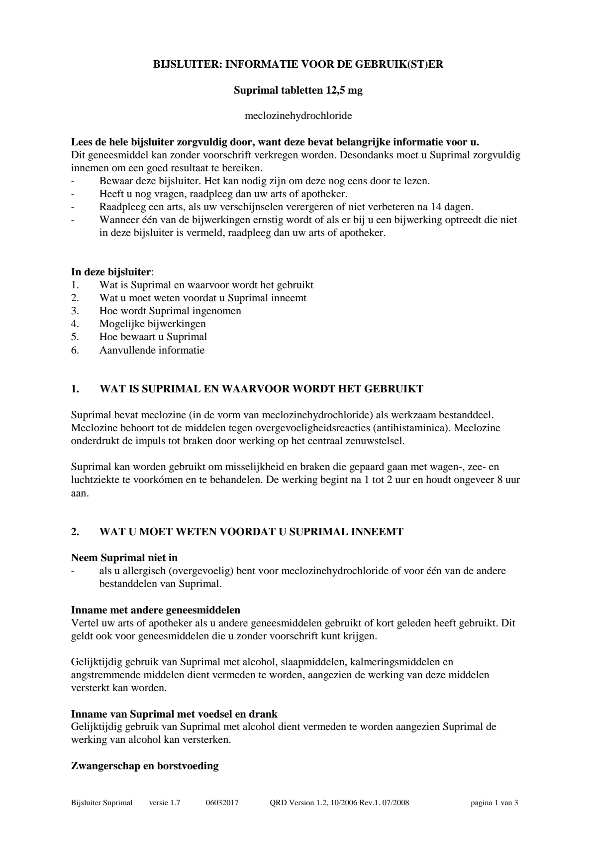 Reistabletten 12,5mg afbeelding van document #1, leaflet