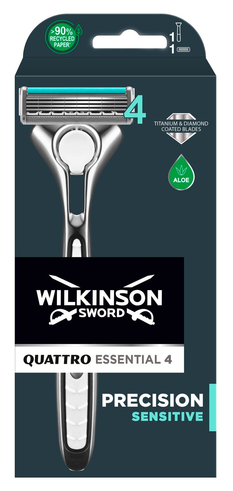 Wilkinson Rasoir Homme Quattro Titanium Sensitive X1