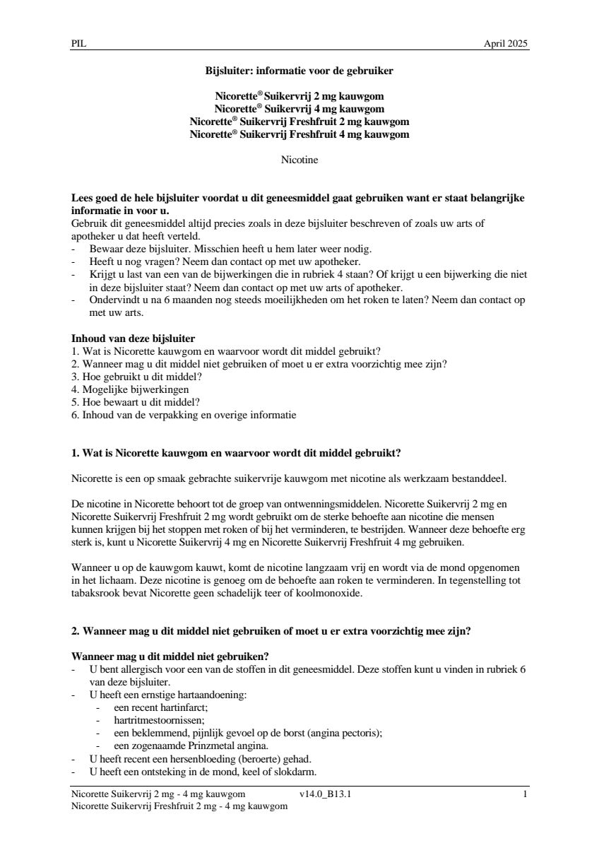 Suikervrij Freshfruit 2mg Kauwgom afbeelding van document #1, leaflet