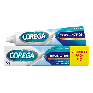 Corega Kleefcrème Triple Action Voordeel Pack - voor de gebitsprothese voor sterke fixatie 70GR