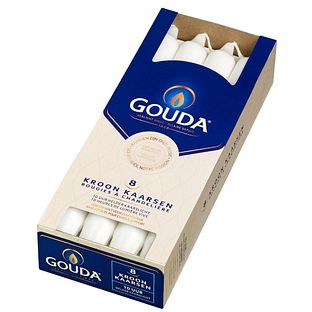 Gouda Kroonkaarsen Satijn Wit 240/24 8ST