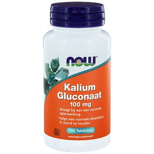 NOW Kalium Gluconaat 100mg Tabletten 100ST NOW Kalium Gluconaat 100mg Tabletten 100ST