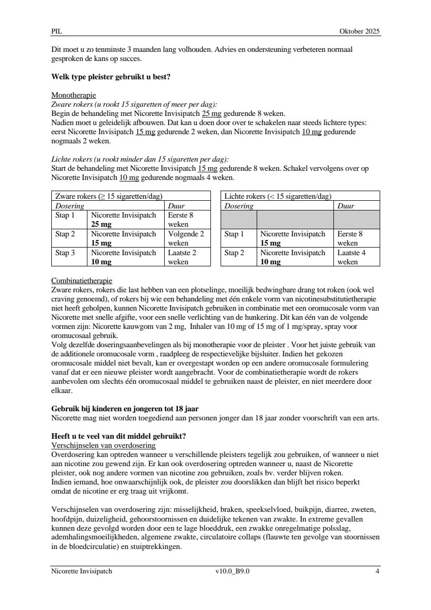 Invisi 10 mg Nicotine Pleister afbeelding van document #4, leaflet