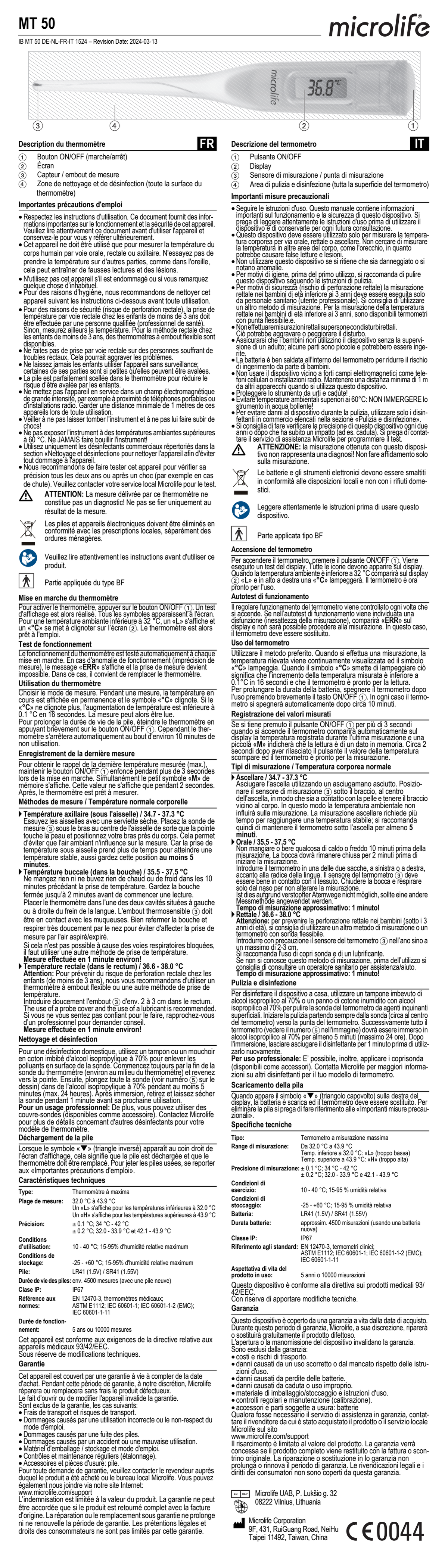 Microlife Thermometer MT50 Pen afbeelding van document #2, instructions