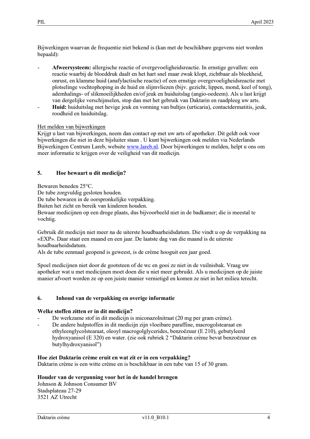 20mg Miconazol Crème (30GR) en Strooipoeder afbeelding van document #4, leaflet