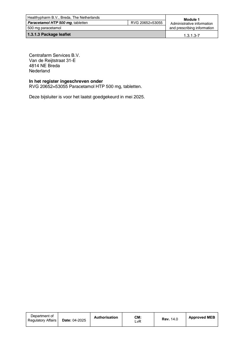 Paracetamol 500mg Tabletten afbeelding van document #7, leaflet