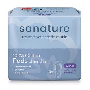 Sanature 100% Katoen Maandverband Super 10ST Sanature 100% Katoen Maandverband Super 10ST
