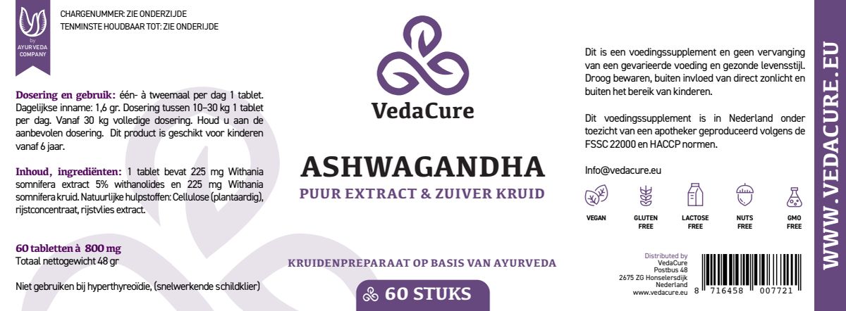 Ashwagandha Tabletten afbeelding van document #1, label