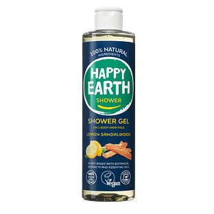 Happy Earth 100% Natural Shower Gel 3in1 Lemon Sandalwood 300ML Happy Earth 100% Natural Shower Gel 3in1 Lemon Sandalwood 300ML