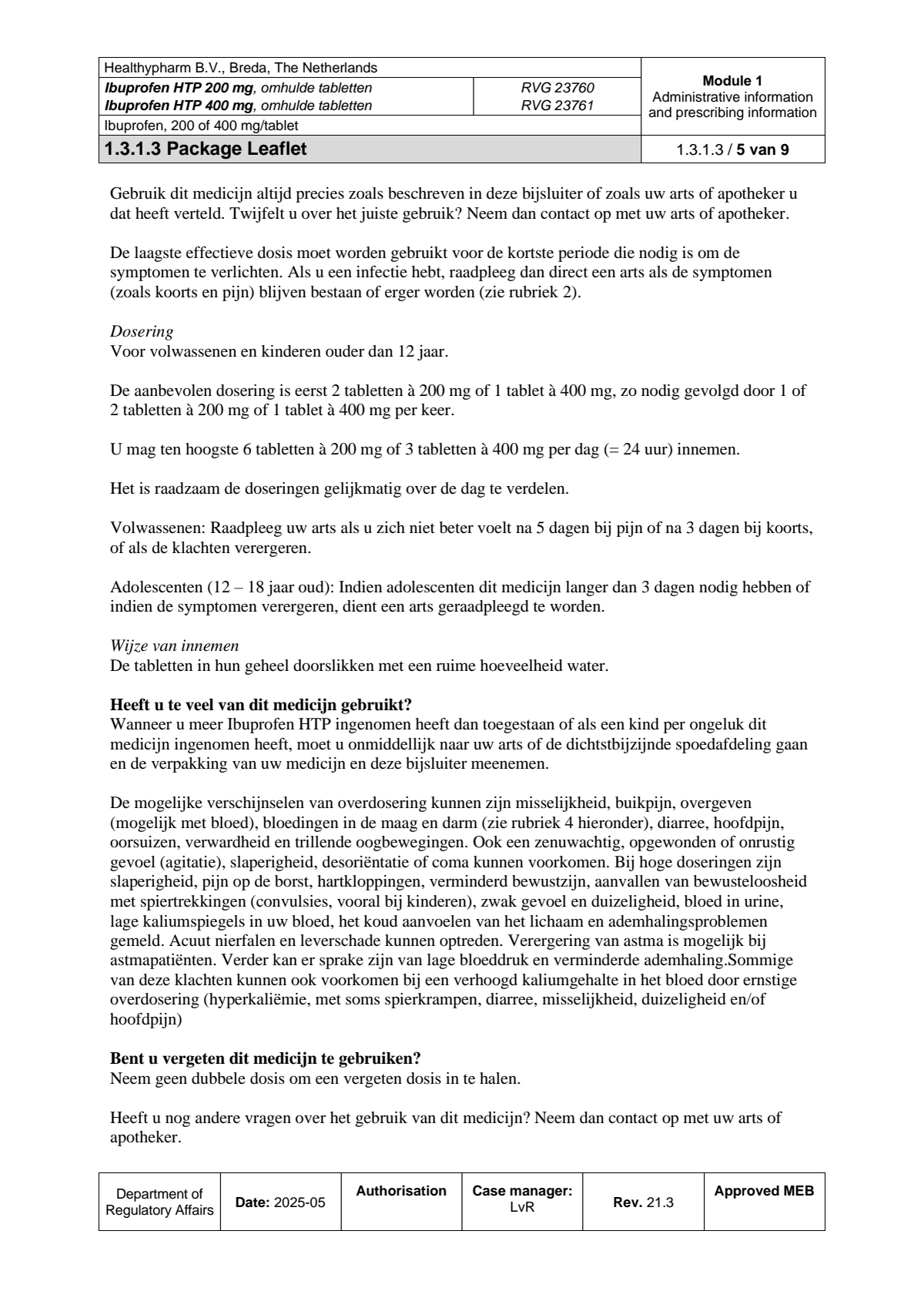 Ibuprofen HTP 400mg Tabletten afbeelding van document #5, leaflet