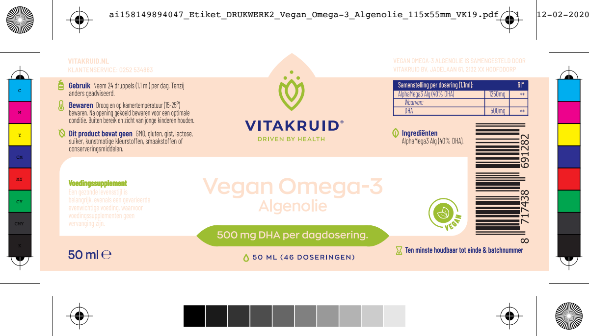 Vegan Omega 3 Algenolie 1250 Tryglyceriden 500 DHA afbeelding van document #1, label