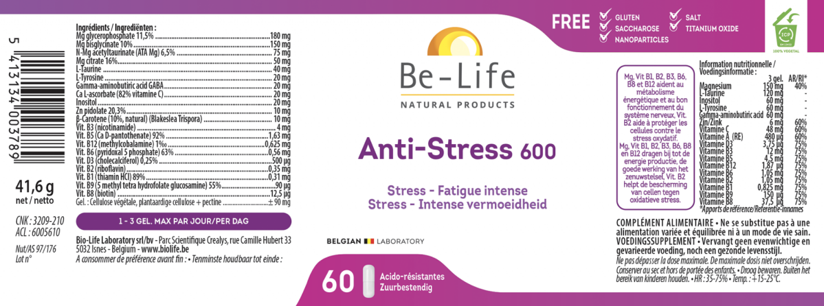 Anti-Stress 600 Capsules afbeelding van document #1, label