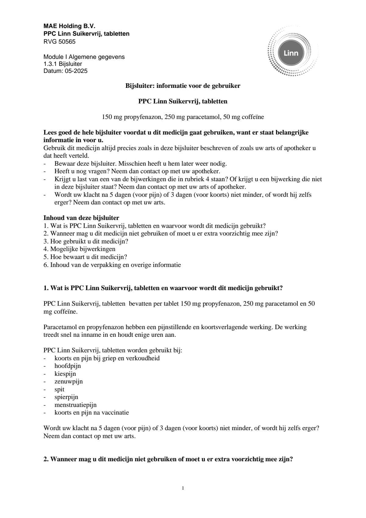 PPC Tabletten afbeelding van document #1, leaflet