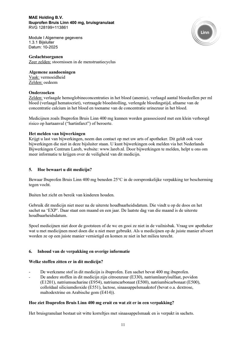 Ibuprofen Bruis Sachets 400mg afbeelding van document #11, leaflet