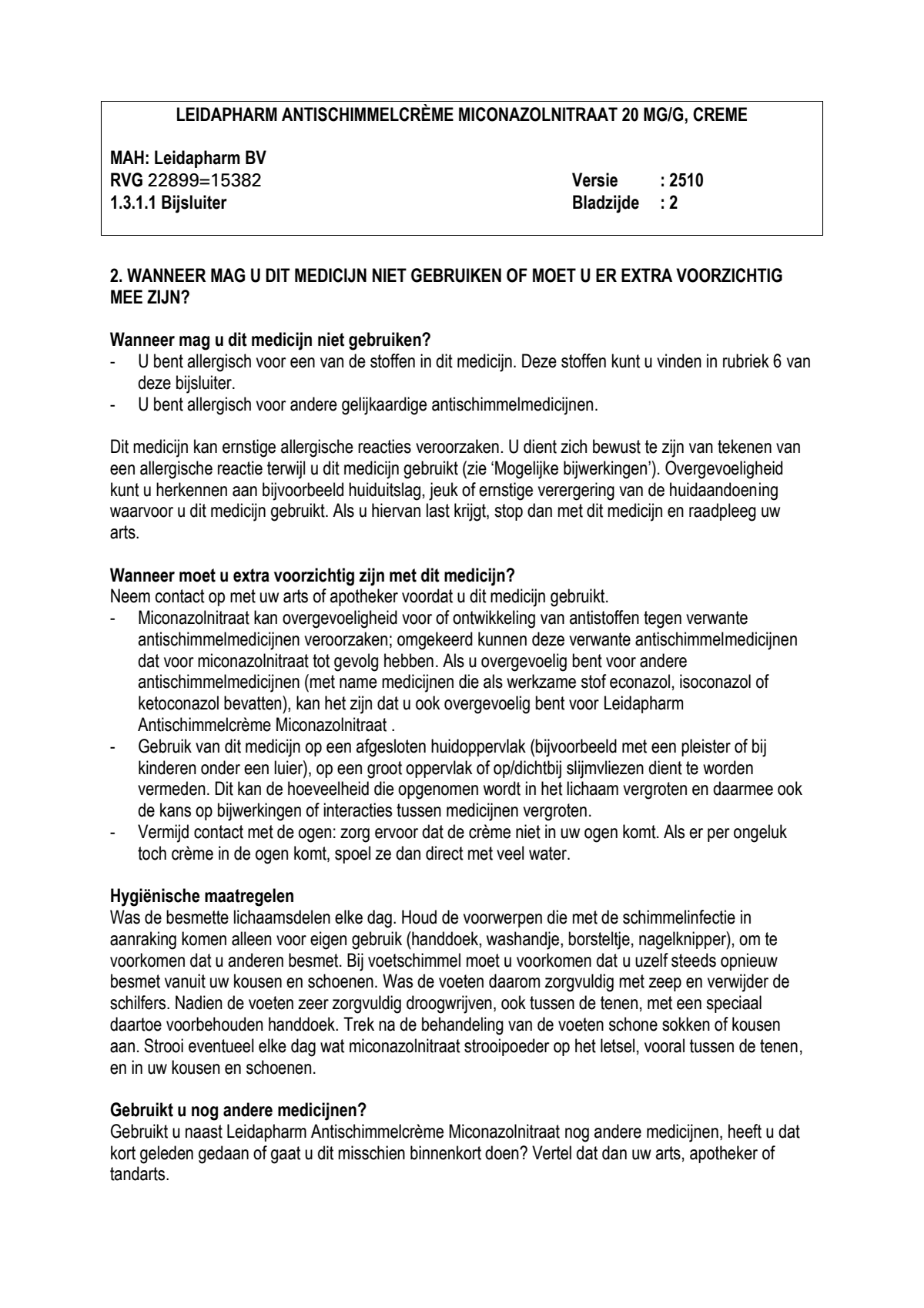 Miconazolnitraatcreme afbeelding van document #2, leaflet