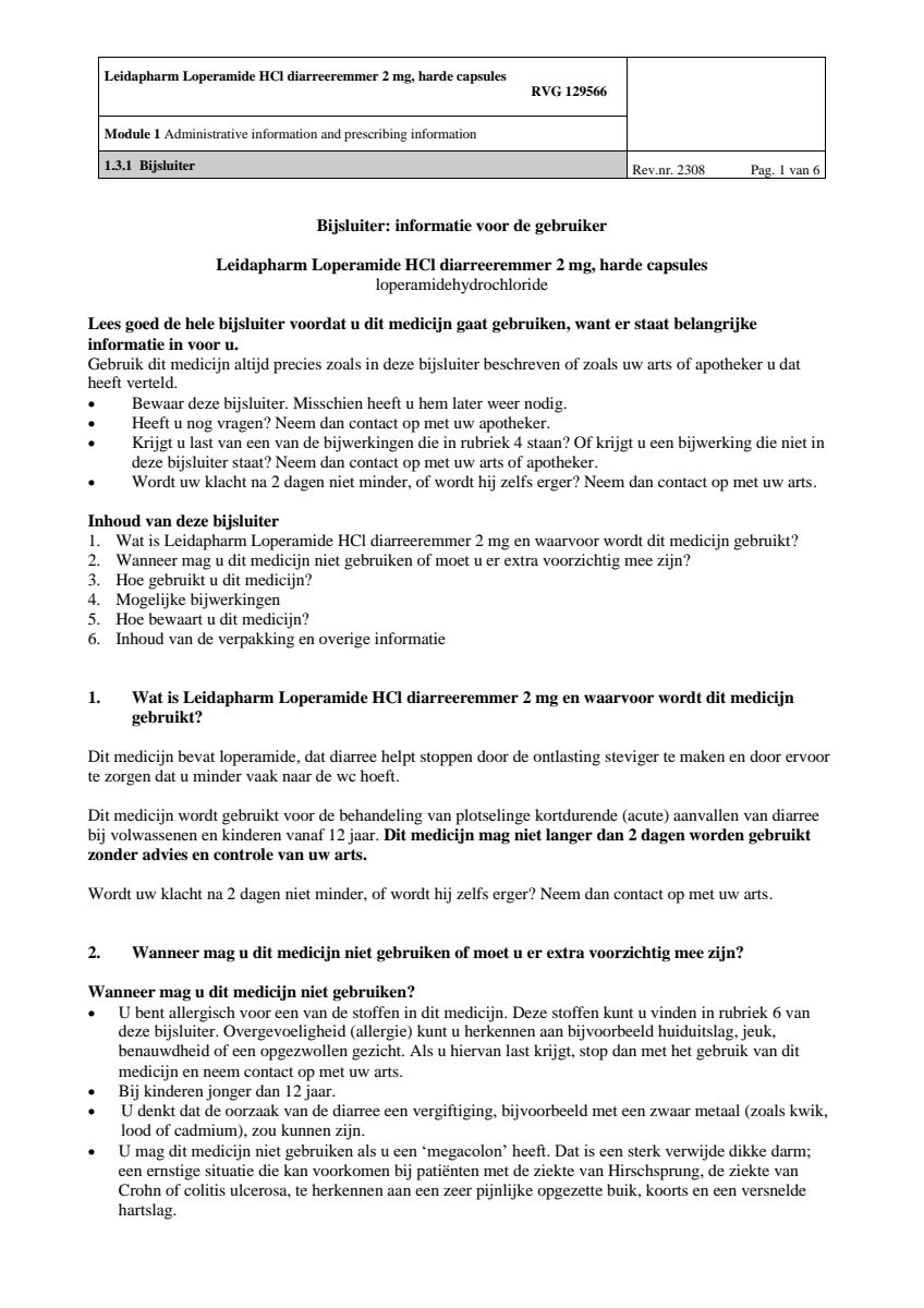 Diarreeremmers 2mg Loperamide afbeelding van document #1, leaflet