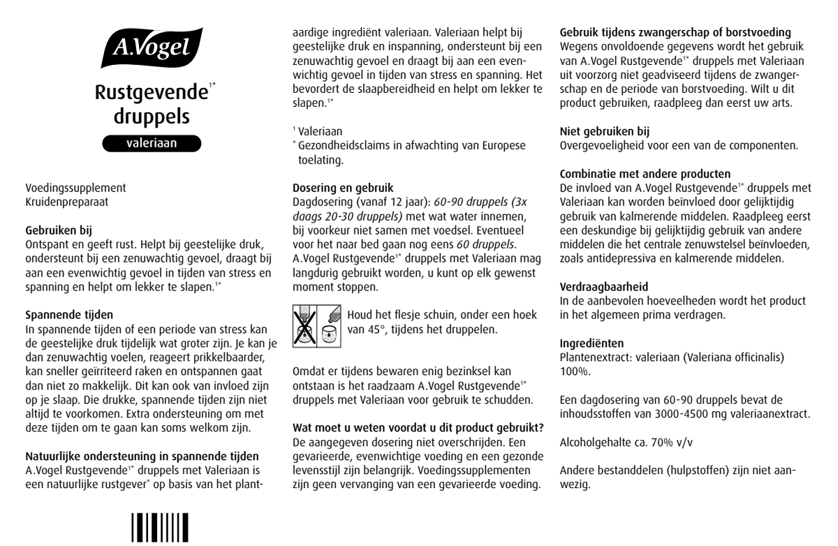 Rustgevende¹* Druppels Valeriaan afbeelding van document #1, instructions