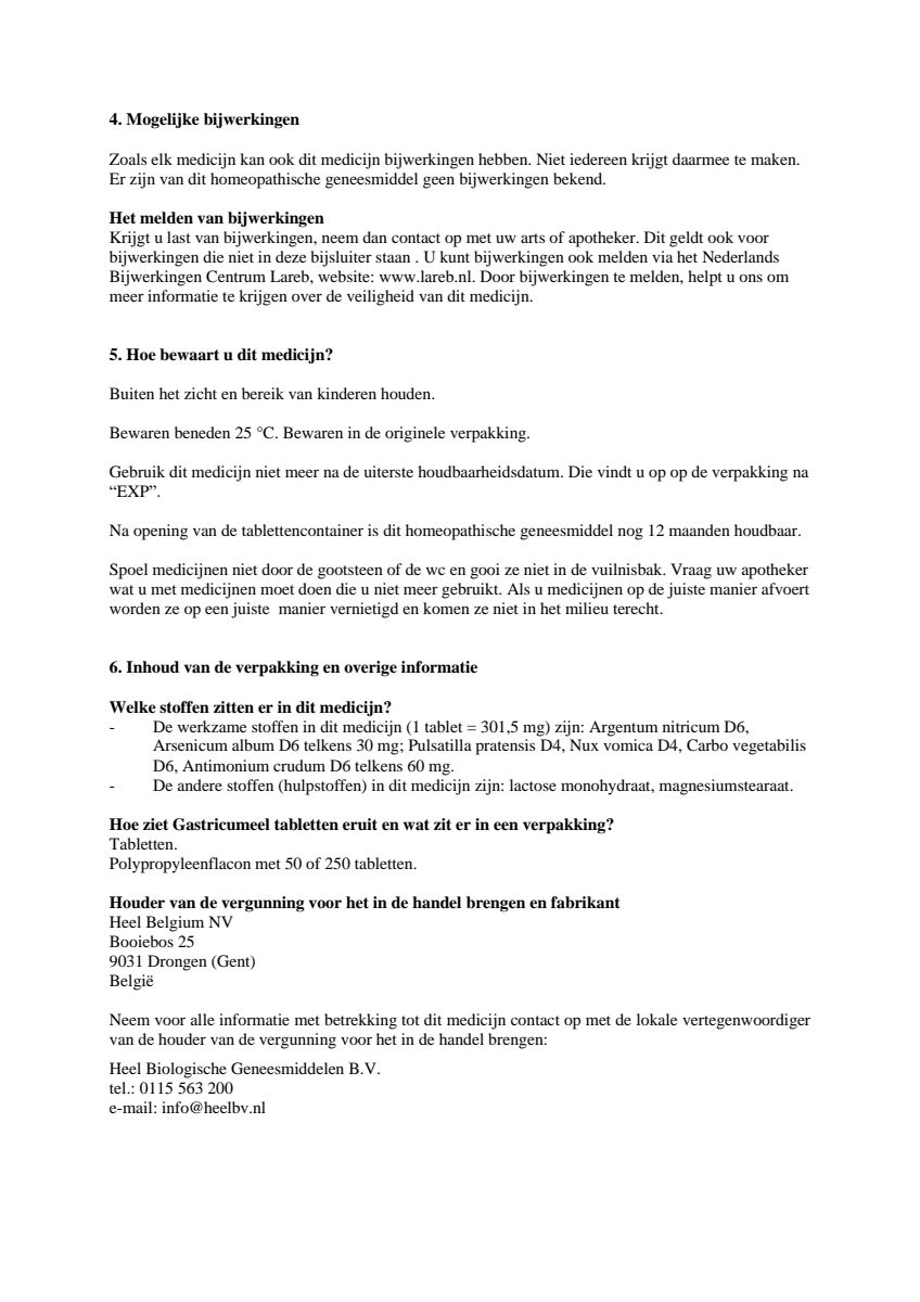 Gastricumeel Tabletten afbeelding van document #3, leaflet