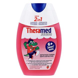 Theramed 2in1 Junior Tandpasta + Mondwater Aardbei 75ML
