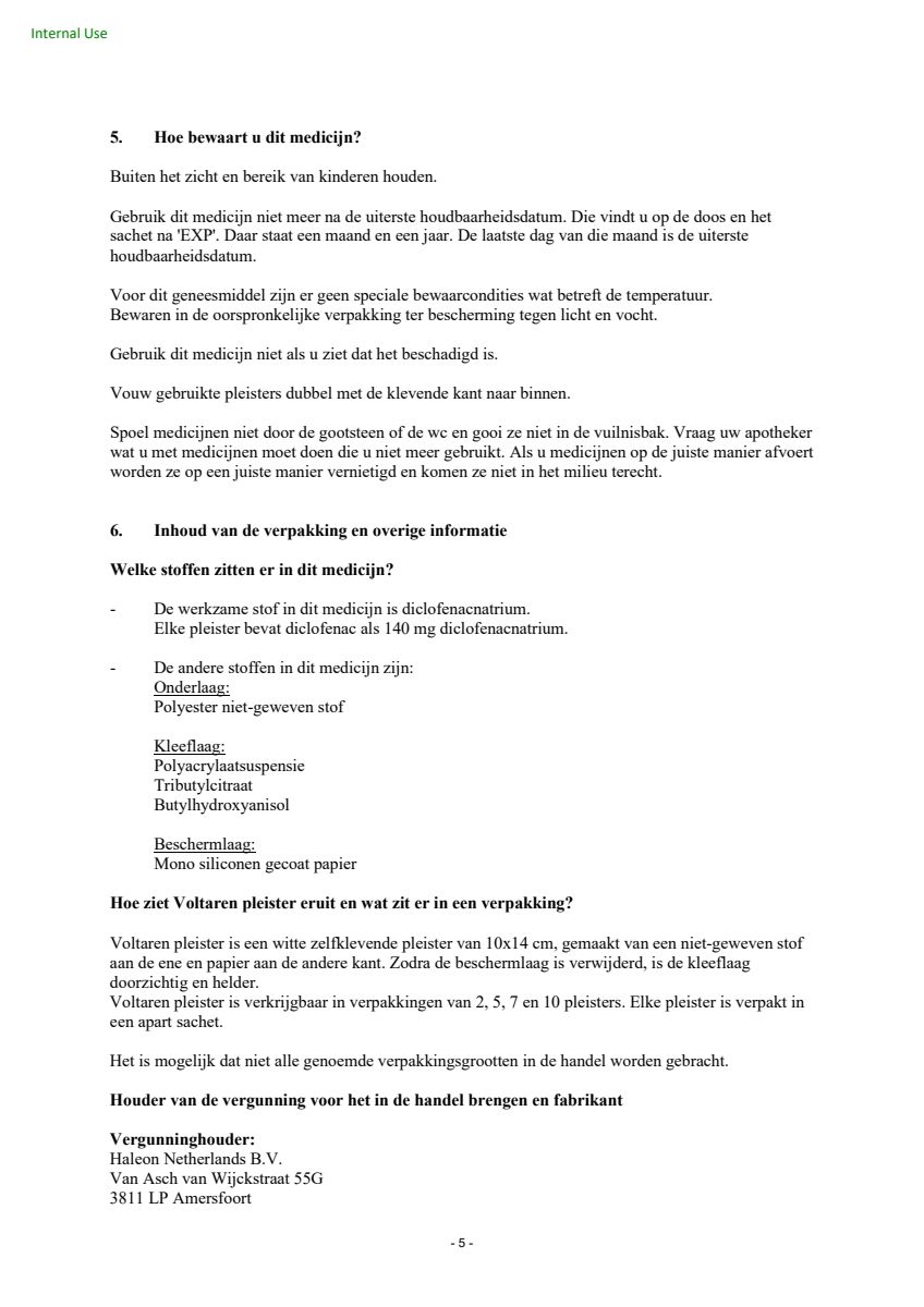 Diclofenacatrium Patch 140mg afbeelding van document #5, leaflet
